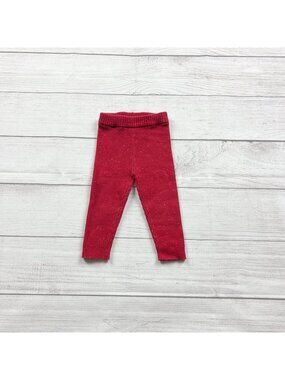 Genuine Kids Oshkosh Red Ribbed Knit Leggings 9-12 Months